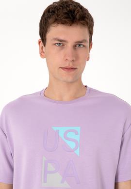 Erkek Comfort Fit Lila Bisiklet Yaka Tişört - 50299882009