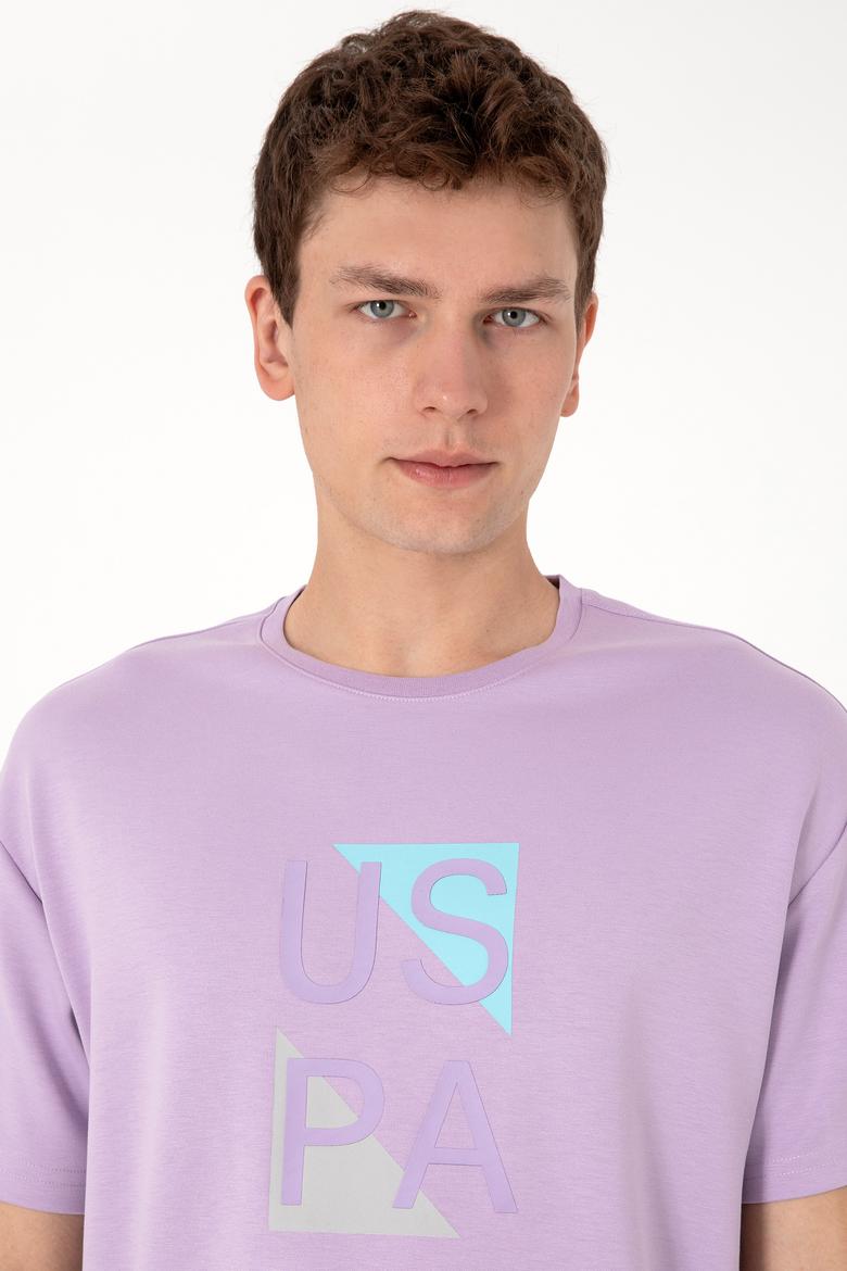 Erkek Comfort Fit Lila Bisiklet Yaka Tişört - 50299882009