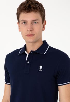 Erkek Slim Fit Polo Yaka Lacivert Basic Tişört - 50305980031