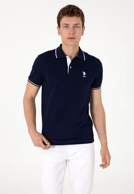 Erkek Slim Fit Polo Yaka Lacivert Basic Tişört - 50305980031