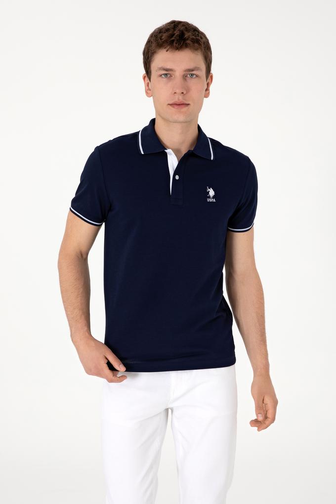 Erkek Slim Fit Polo Yaka Lacivert Basic Tişört