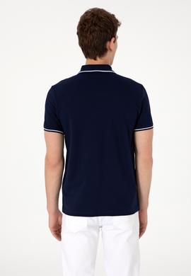 Erkek Slim Fit Polo Yaka Lacivert Basic Tişört - 50305980031