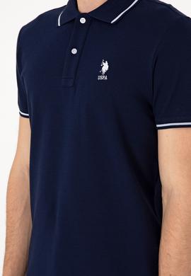 Erkek Slim Fit Polo Yaka Lacivert Basic Tişört - 50305980031