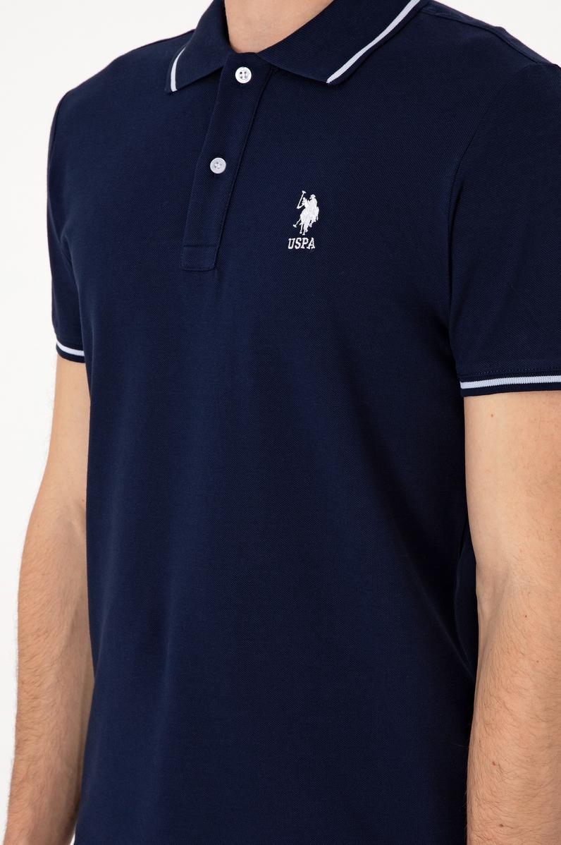 Erkek Slim Fit Polo Yaka Lacivert Basic Tişört