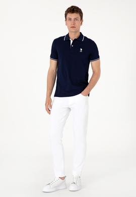 Erkek Slim Fit Polo Yaka Lacivert Basic Tişört - 50305980031