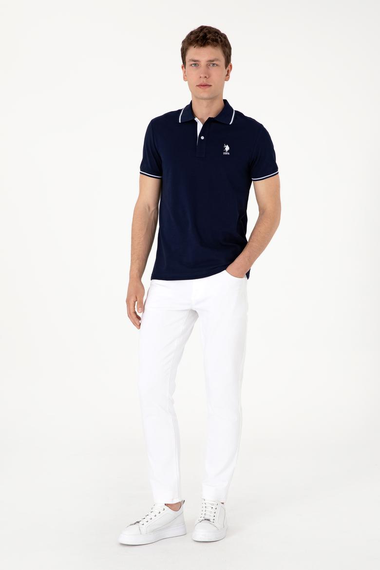 Erkek Slim Fit Polo Yaka Lacivert Basic Tişört - 50305980031
