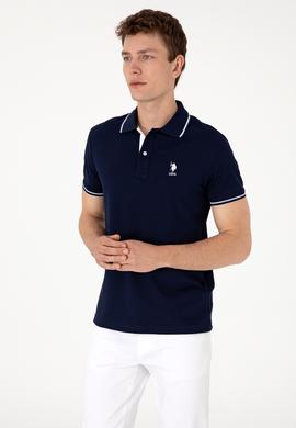 Erkek Slim Fit Polo Yaka Lacivert Basic Tişört - 50305980031