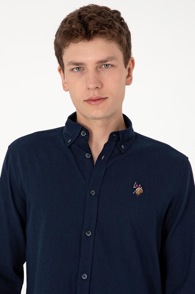 Erkek Lacivert Uzun Kollu Gömlek