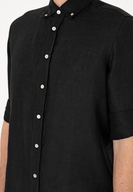 Erkek Siyah Keten Gömlek - 50299597098
