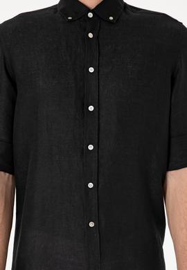Erkek Siyah Keten Gömlek - 50299597098