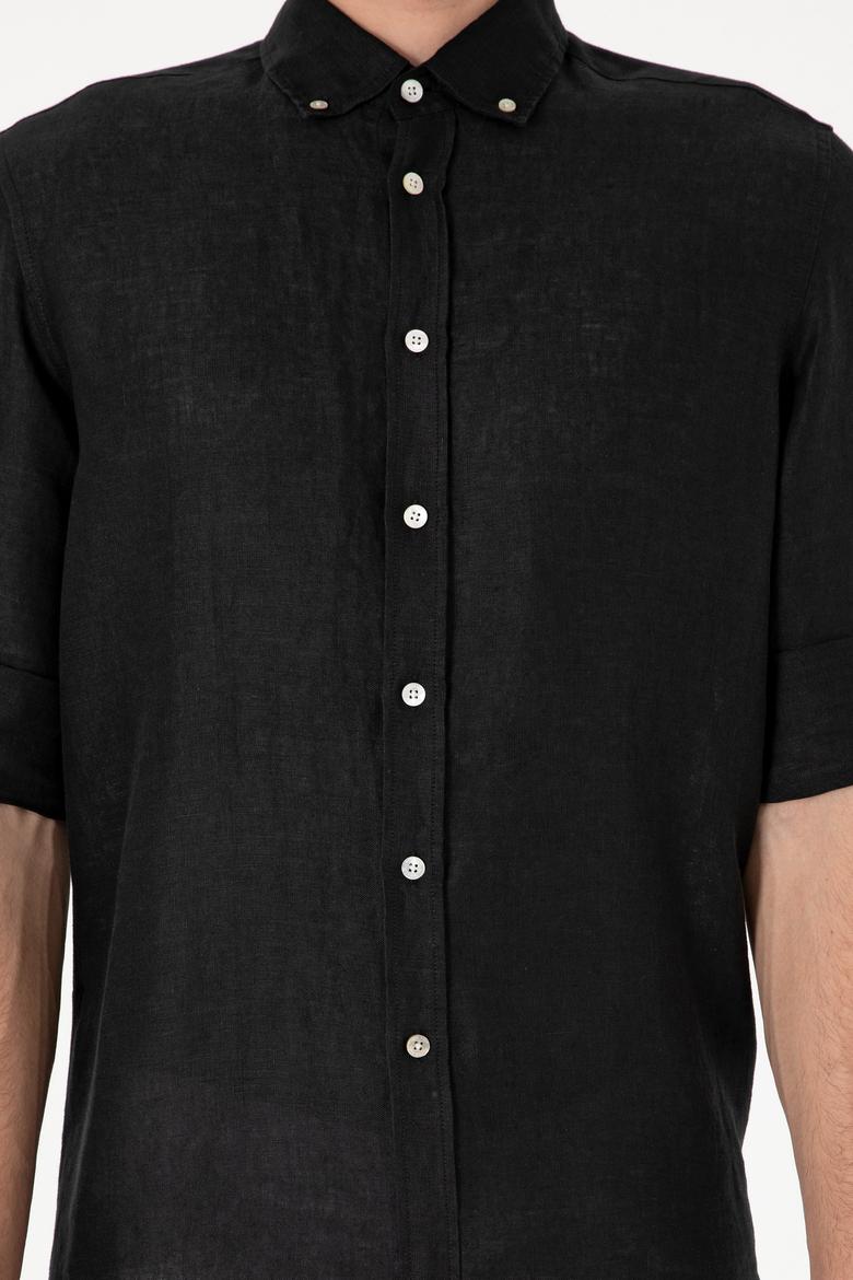 Erkek Siyah Keten Gömlek - 50299597098