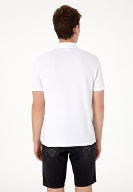 Erkek Regular Fit Polo Yaka Beyaz Dokulu Tişört - 50300165007