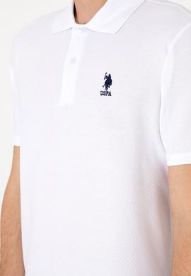 Erkek Regular Fit Polo Yaka Beyaz Dokulu Tişört - 50300165007
