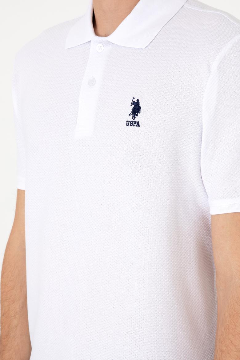 Erkek Regular Fit Polo Yaka Beyaz Dokulu Tişört - 50300165007