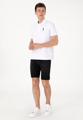 Erkek Regular Fit Polo Yaka Beyaz Dokulu Tişört - 50300165007