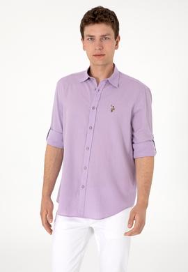 Erkek Lila Uzun Kollu Basic Gömlek - 50297868043