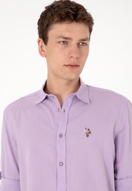 Erkek Lila Uzun Kollu Basic Gömlek - 50297868043