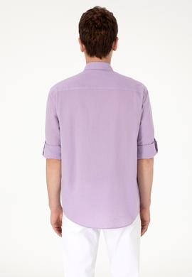 Erkek Lila Uzun Kollu Basic Gömlek - 50297868043