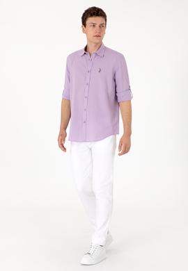 Erkek Lila Uzun Kollu Basic Gömlek - 50297868043
