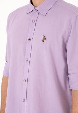 Erkek Lila Uzun Kollu Basic Gömlek - 50297868043