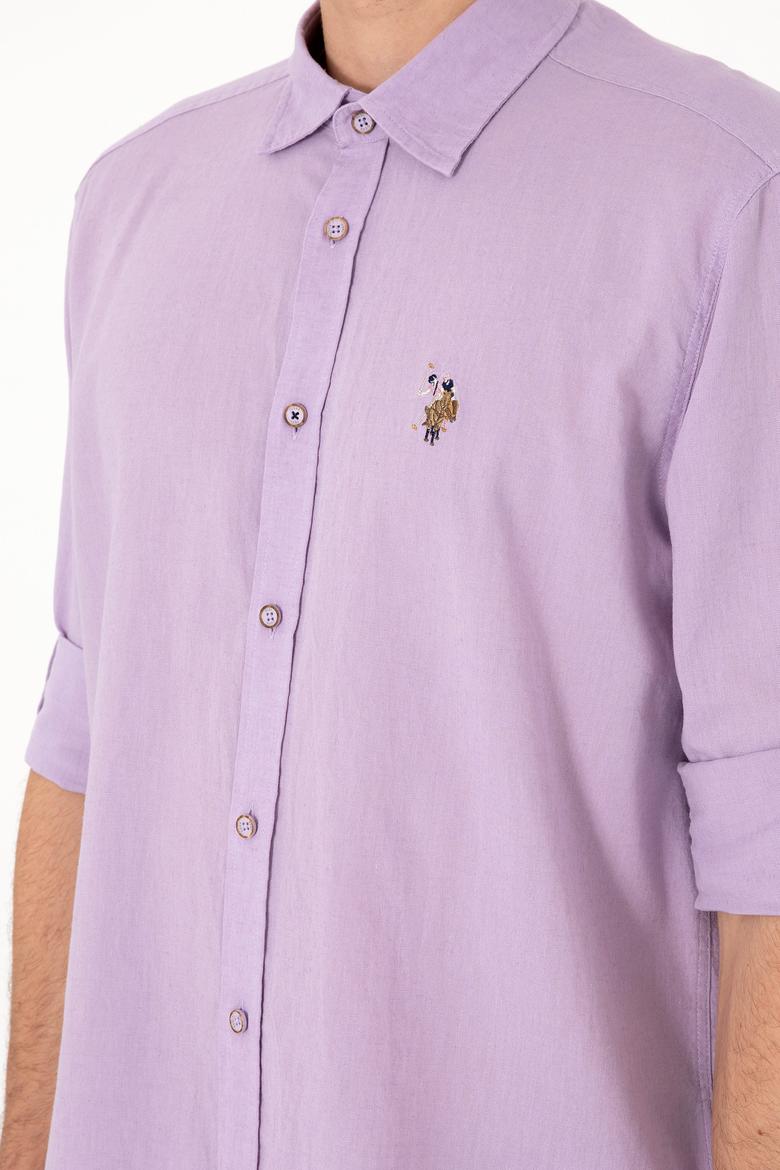 Erkek Lila Uzun Kollu Basic Gömlek - 50297868043