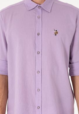 Erkek Lila Uzun Kollu Basic Gömlek - 50297868043