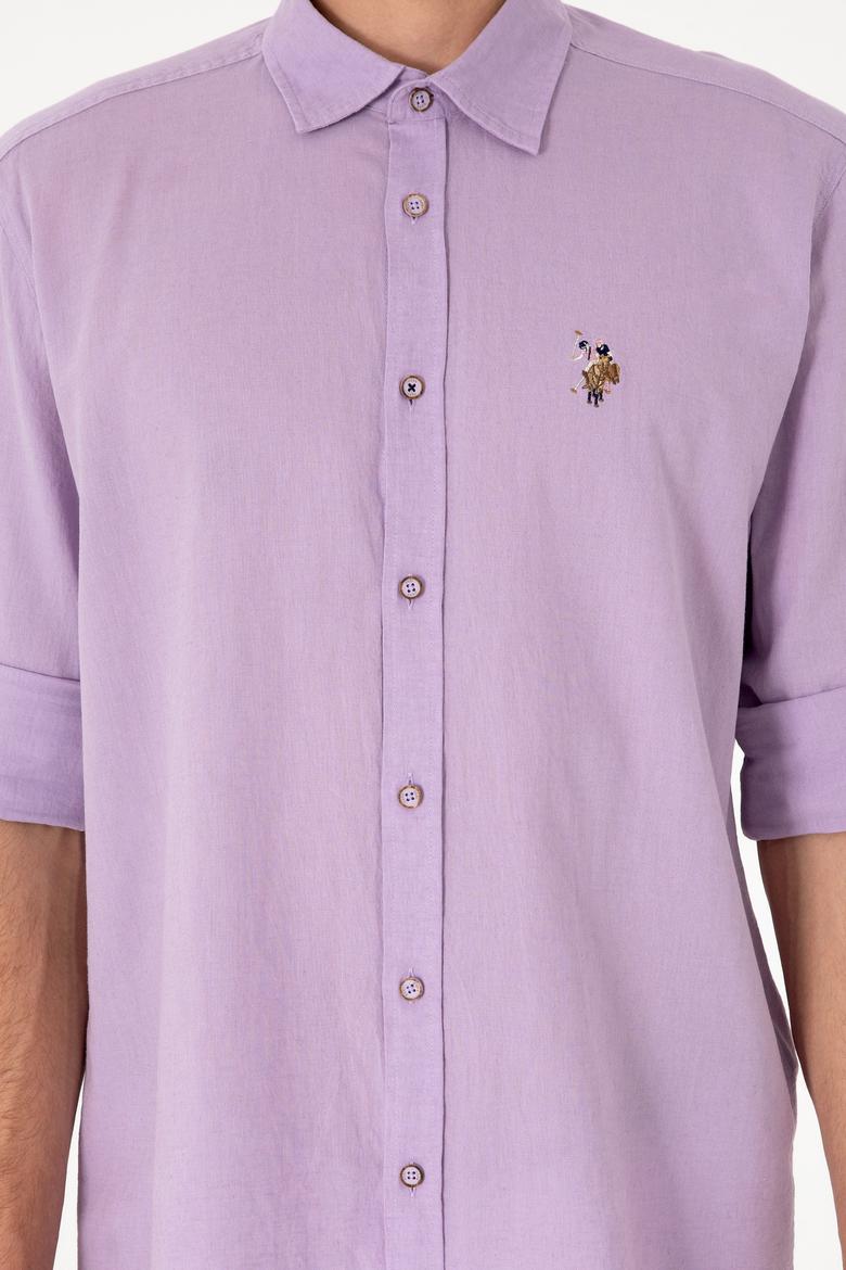 Erkek Lila Uzun Kollu Basic Gömlek - 50297868043