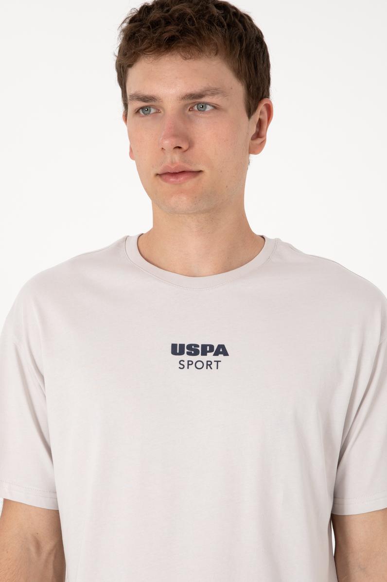 Erkek Comfort Fit Bisiklet Yaka Açık Gri Tişört