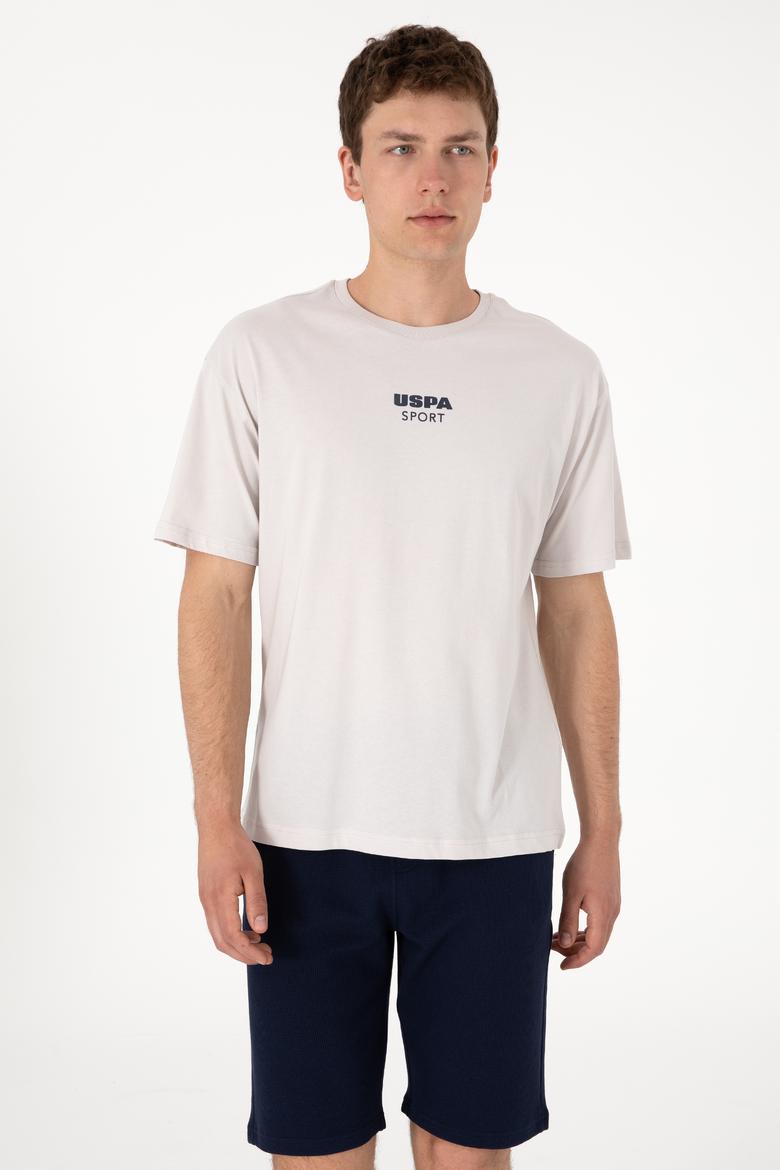 Erkek Comfort Fit Bisiklet Yaka Açık Gri Tişört