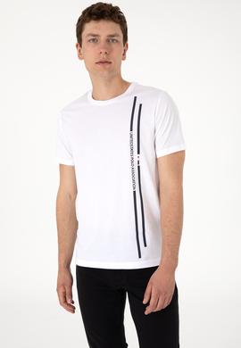 Erkek Regular Fit Bisiklet Yaka Beyaz Tişört - 50299763004