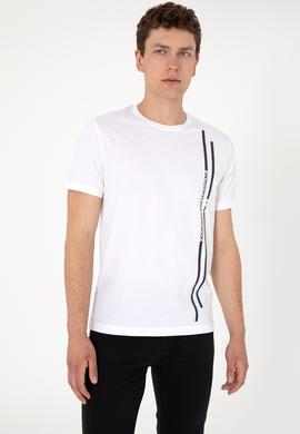 Erkek Regular Fit Bisiklet Yaka Beyaz Tişört - 50299763004