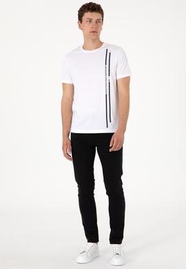 Erkek Regular Fit Bisiklet Yaka Beyaz Tişört - 50299763004