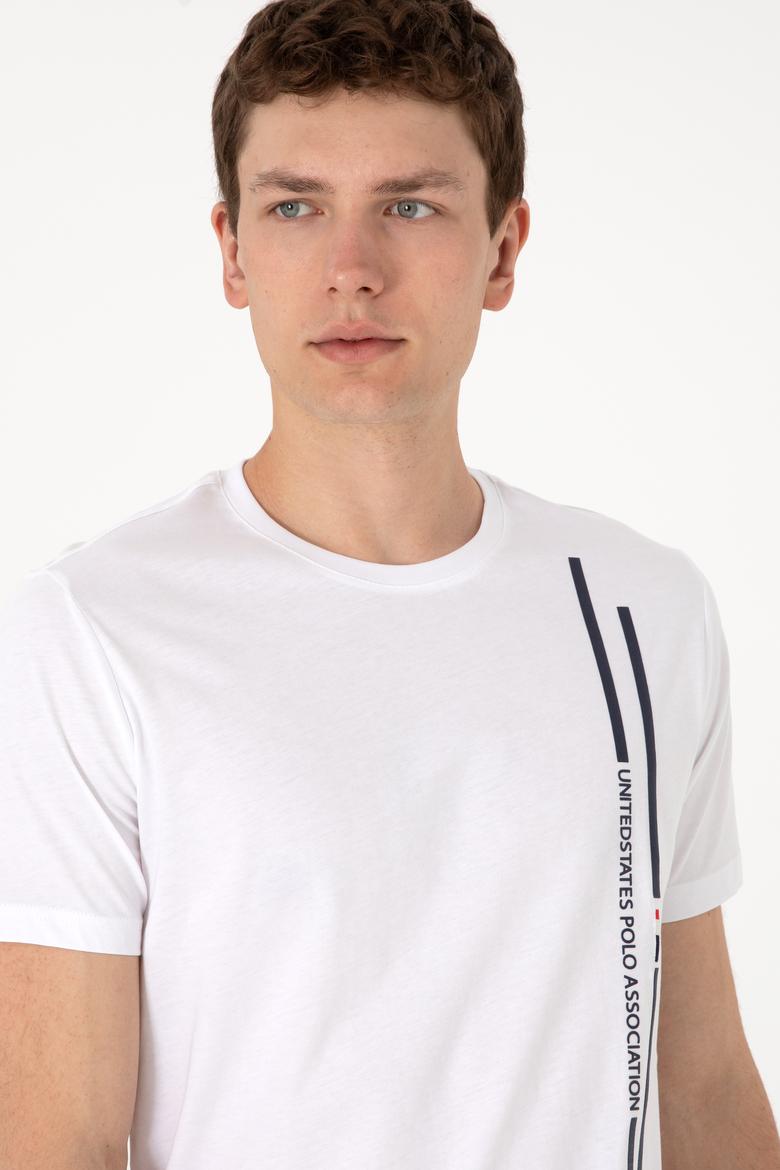 Erkek Regular Fit Bisiklet Yaka Beyaz Tişört - 50299763004