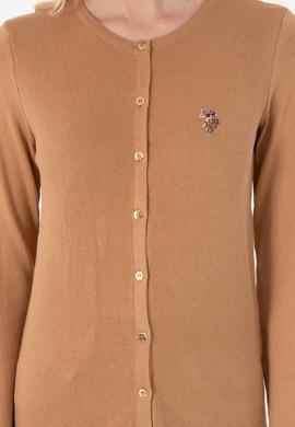 Kadın Camel Melanj Basic Triko Hırka - 50288991068