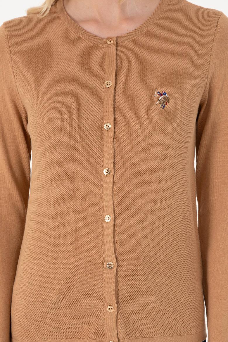 Kadın Camel Melanj Basic Triko Hırka - 50288991068