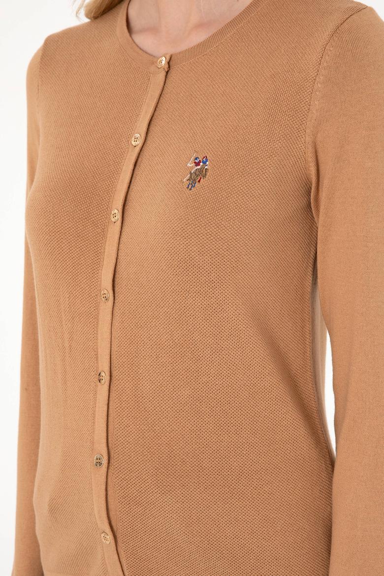 Kadın Camel Melanj Basic Triko Hırka - 50288991068