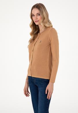 Kadın Camel Melanj Basic Triko Hırka - 50288991068