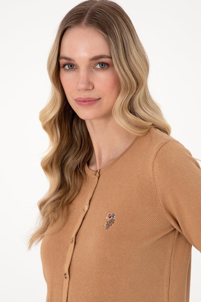 Kadın Camel Melanj Basic Triko Hırka - 50288991068