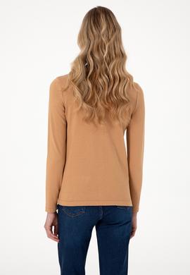 Kadın Camel Melanj Basic Triko Hırka - 50288991068