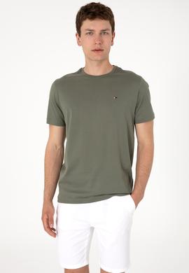 Erkek Regular Fit Bisiklet Yaka Koyu Haki Basic Tişört - 50297999068