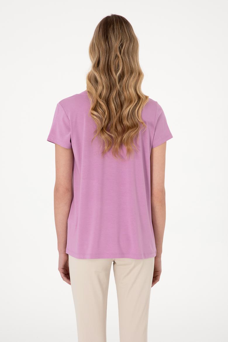 Kadın Fuşya Basic Tişört - 50300829083