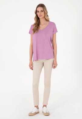 Kadın Fuşya Basic Tişört - 50300829083