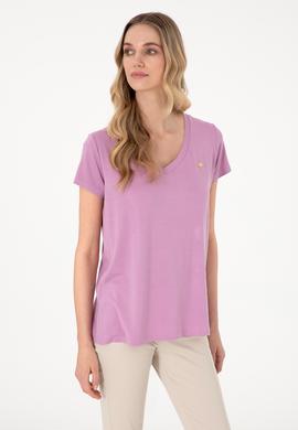 Kadın Fuşya Basic Tişört - 50300829083