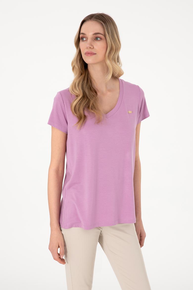 Kadın Fuşya Basic Tişört - 50300829083