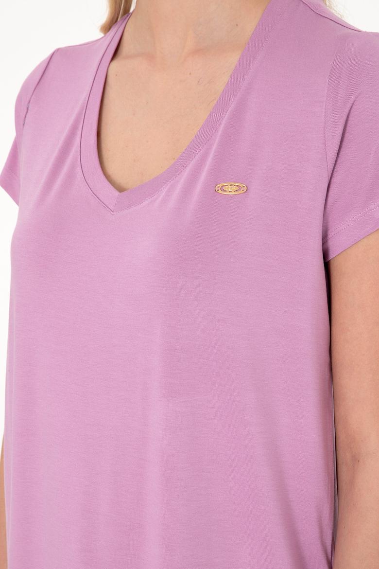 Kadın Fuşya Basic Tişört - 50300829083