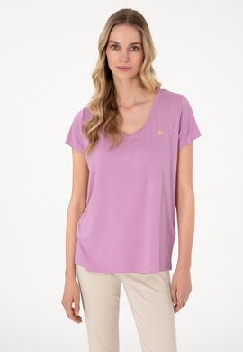 Kadın Fuşya Basic Tişört - 50300829083