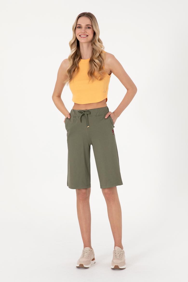 Kadın Koyu Haki Örme Şort