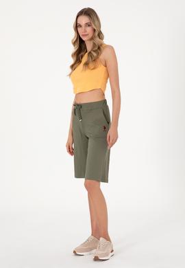 Kadın Koyu Haki Örme Şort - 50300866022