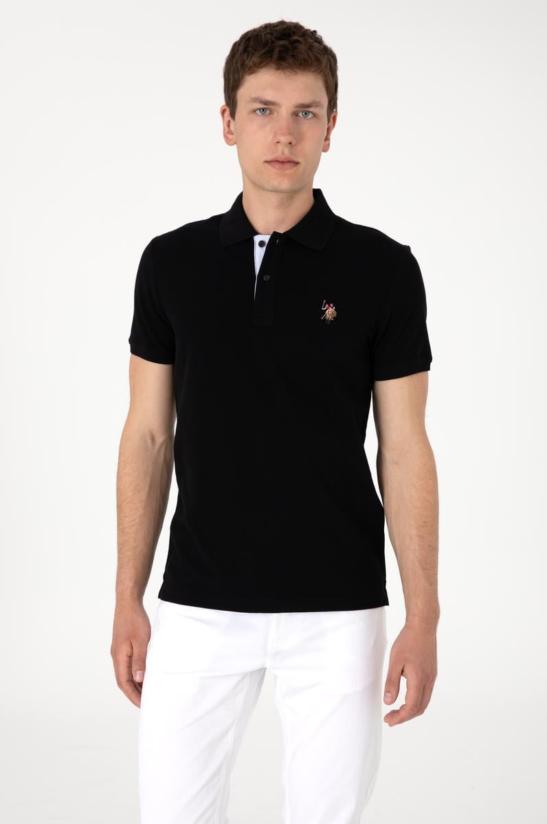 Erkek Slim Fit Polo Yaka Siyah Tişört