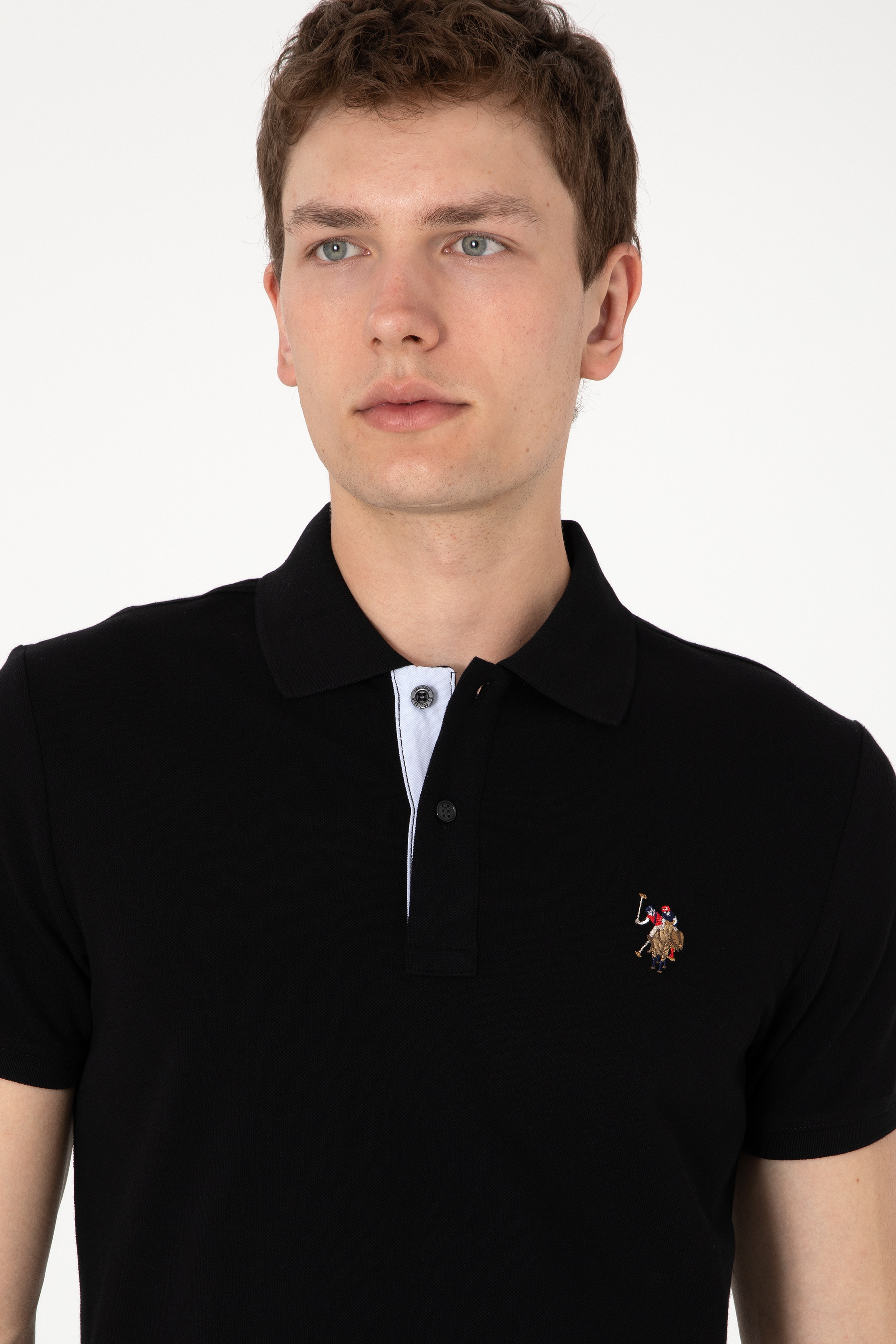 Erkek Slim Fit Polo Yaka Siyah Tişört